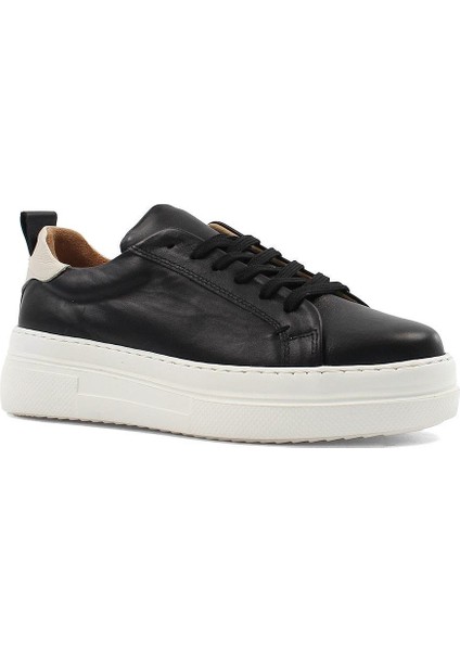 Kadın Siyah Bağcıklı Kalın Tabanlı Deri Sneaker modelleri