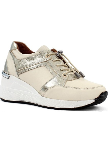 Kadın Bej Dolgu Topuklu Deri Sneaker modelleri