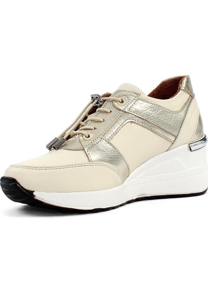 Kadın Bej Dolgu Topuklu Deri Sneaker fırsatları