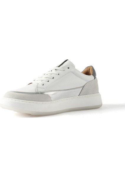 Kadın Beyaz Bağcıklı Kalın Tabanlı Deri Sneaker fırsatları