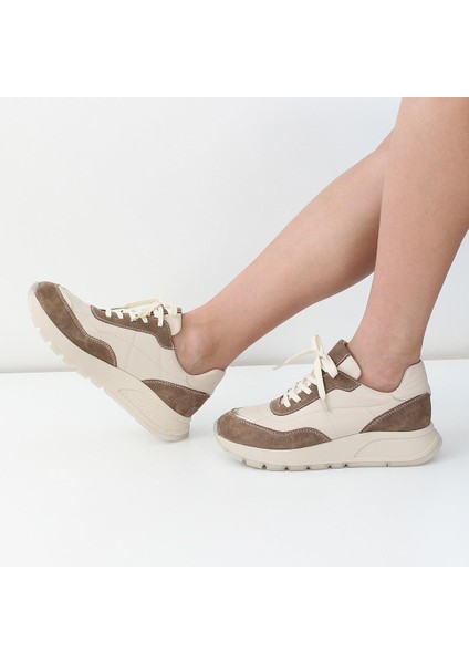 Kadın Vizon Bağcıklı Kalın Tabanlı Deri Sneaker fiyatları
