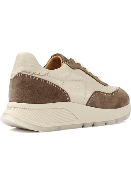 Kadın Vizon Bağcıklı Kalın Tabanlı Deri Sneaker indirimleri