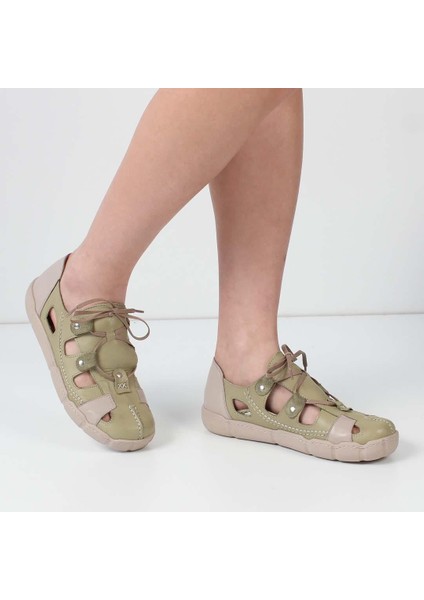 Kadın Yeşil Bağcıklı Deri Ayakkabı fiyatları