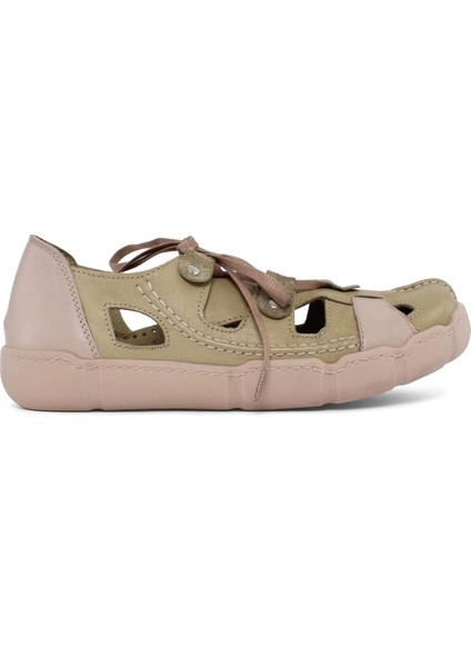 Kadın Yeşil Bağcıklı Deri Ayakkabı