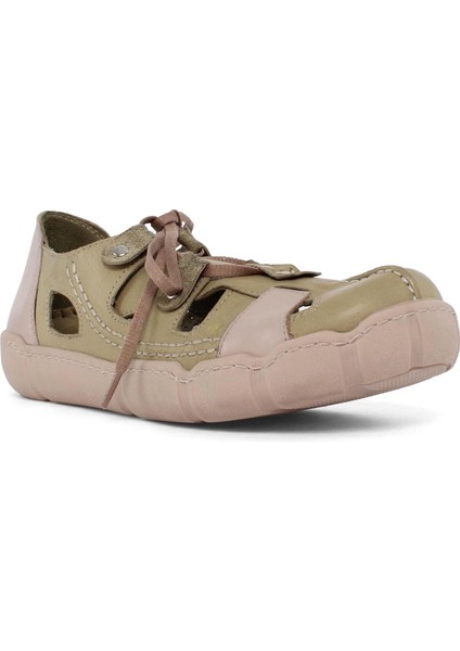 Kadın Yeşil Bağcıklı Deri Ayakkabı modelleri