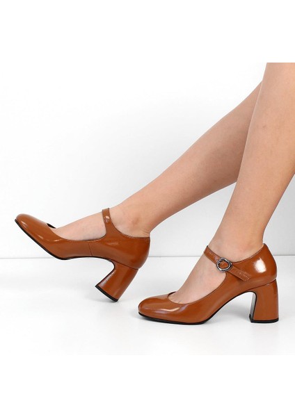 Kadın Taba Kalın Topuklu Rugan Deri Klasik Ayakkabı fiyatları