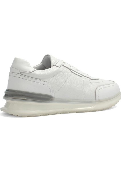 Erkek Beyaz Bağcıklı Deri Sneaker indirimleri