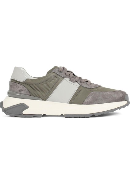 Erkek Gri Bağcıklı Kalın Tabanlı Süet Deri Sneaker