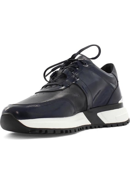 Erkek Lacivert Bağcıklı Açma Deri Sneaker fırsatları