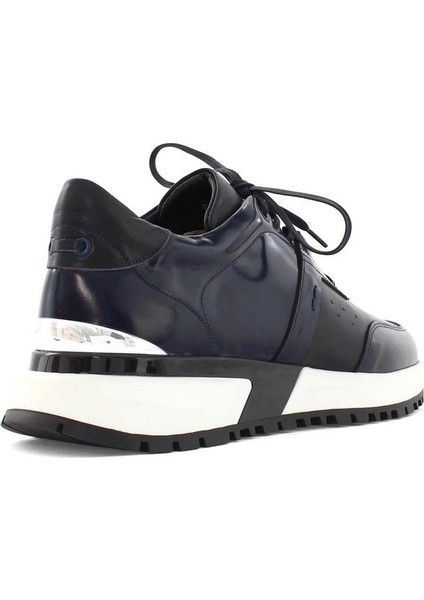Erkek Lacivert Bağcıklı Açma Deri Sneaker indirimleri