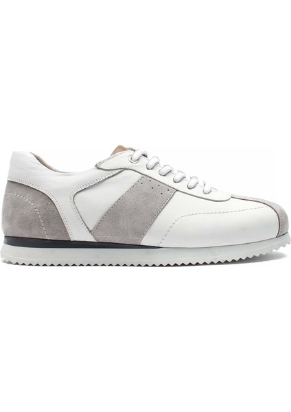 Erkek Gri Bağcıklı Süet Deri Sneaker