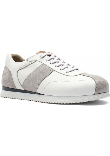 Erkek Gri Bağcıklı Süet Deri Sneaker