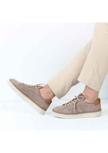 Erkek Kum Bağcıklı Nubuk Deri Sneaker