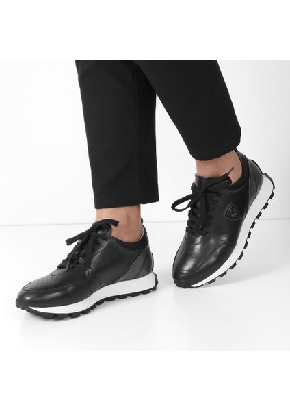 Erkek Beyaz Bağcıklı Deri Sneaker