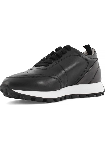 Erkek Beyaz Bağcıklı Deri Sneaker