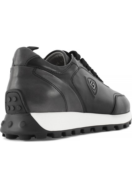 Erkek Beyaz Bağcıklı Deri Sneaker