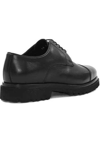 Erkek Siyah Bağcıklı Kalın Tabanlı Deri Günlük Ayakkabı indirimleri