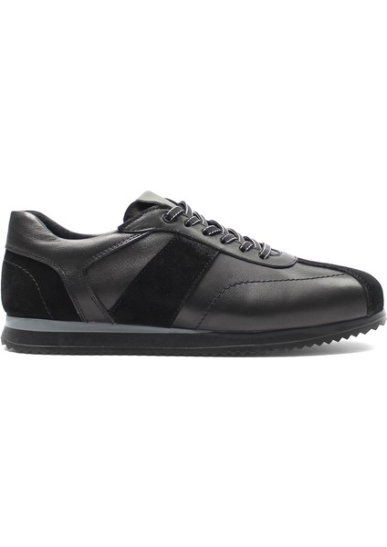 Erkek Siyah Bağcıklı Süet Deri Sneaker