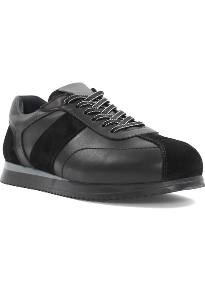 Erkek Siyah Bağcıklı Süet Deri Sneaker