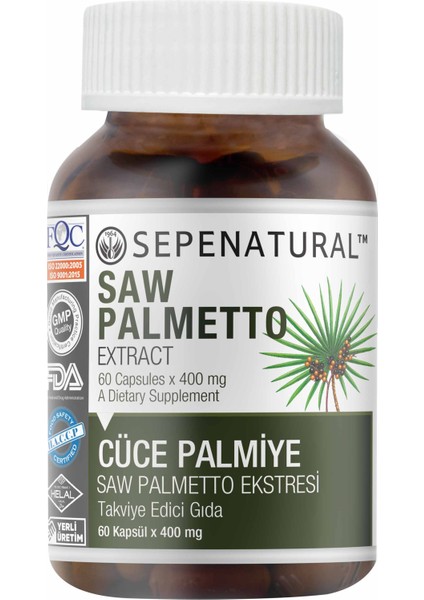 Saw Palmetto Extract 60 Kapsül x 400 mg Cüce Palmiye Ekstrakt