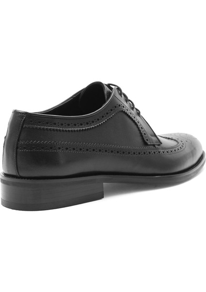 Erkek Siyah Bağcıklı Deri Klasik Ayakkabı fırsatları