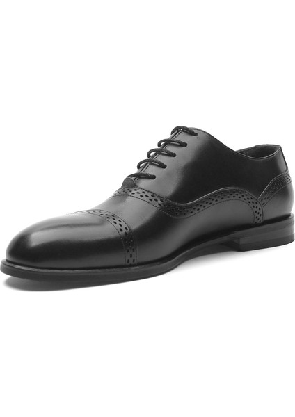Erkek Siyah Bağcıklı Deri Klasik Ayakkabı fırsatları