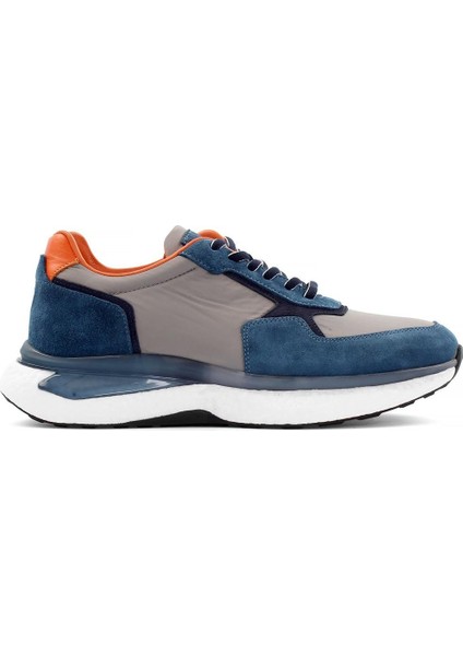 Erkek Gri Bağcıklı Kalın Tabanlı Süet Deri Sneaker