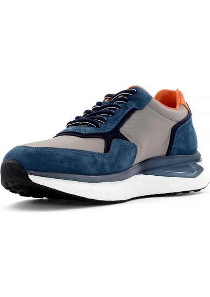 Erkek Gri Bağcıklı Kalın Tabanlı Süet Deri Sneaker