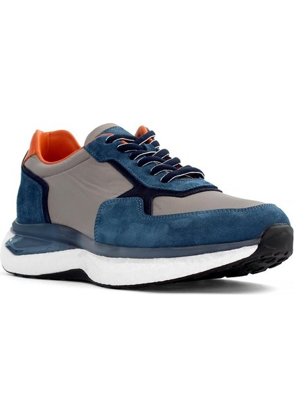 Erkek Gri Bağcıklı Kalın Tabanlı Süet Deri Sneaker