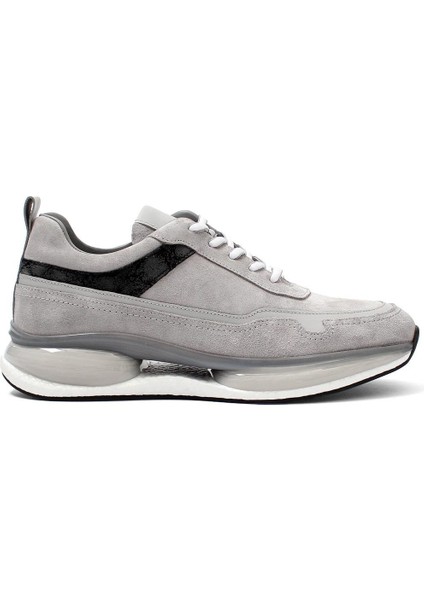 Erkek Gri Bağcıklı Kalın Tabanlı Süet Deri Sneaker