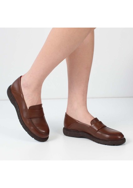 Kadın Taba Deri Loafer