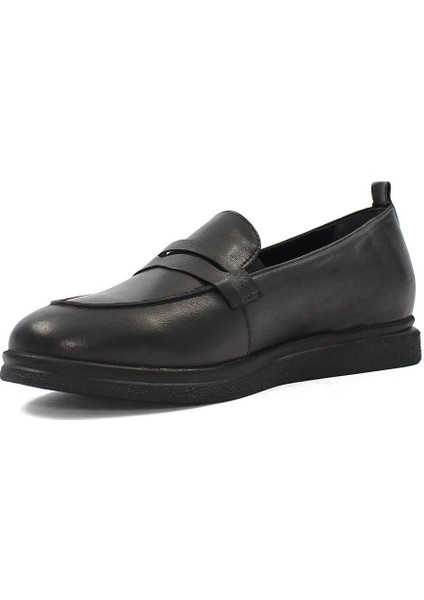 Kadın Siyah Deri Loafer fırsatları