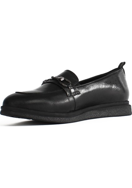 Kadın Siyah Tokalı Deri Loafer fırsatları