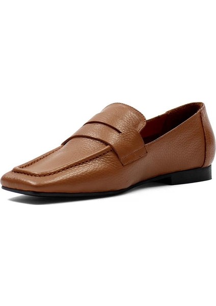 Kadın Taba Küt Burunlu Deri Loafer fırsatları