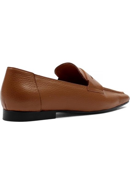 Kadın Taba Küt Burunlu Deri Loafer indirimleri