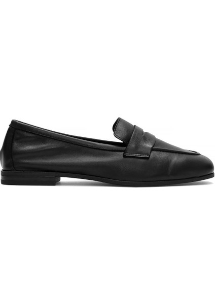 Kadın Siyah Deri Loafer
