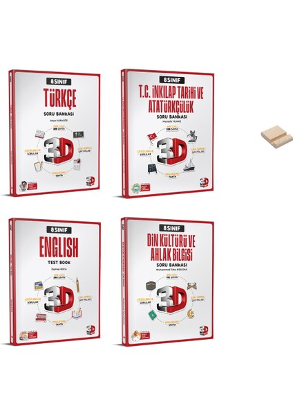 8. Sınıf LGS Türkçe - İnkılap Tarihi - Din Kültürü - İngilizce 4'lü Soru Bankası Seti + Telefon Tutucu