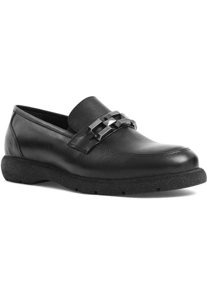 Kadın Siyah Tokalı Deri Loafer modelleri