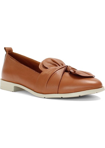 Kadın Taba Fiyonk Detaylı Deri Loafer modelleri