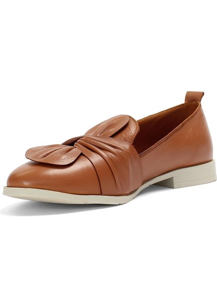 Kadın Taba Fiyonk Detaylı Deri Loafer fırsatları