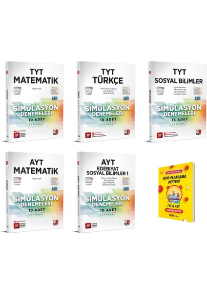 TYT-AYT Matematik - Türkçe - Edebiyat - Sosyal Bilimler 5'li Denemeleri + Planlama Defteri