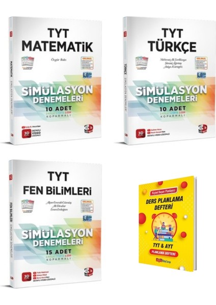 TYT Matematik - Türkçe - Fen Bilimleri 3'lü Deneme Seti + Planlama Defteri