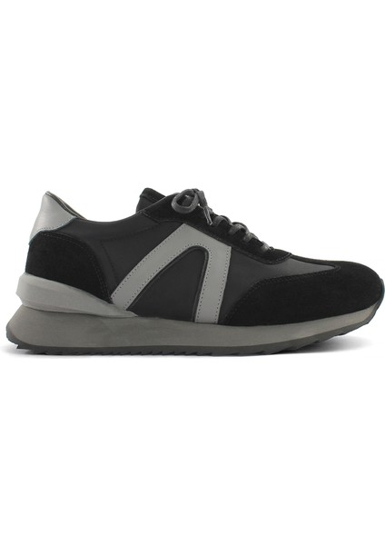 Erkek Siyah Bağcıklı Süet Deri Sneaker