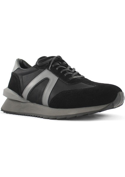 Erkek Siyah Bağcıklı Süet Deri Sneaker