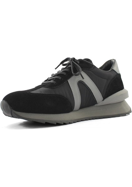 Erkek Siyah Bağcıklı Süet Deri Sneaker