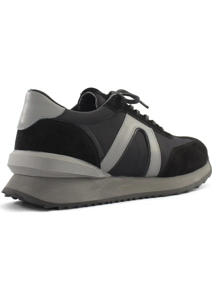 Erkek Siyah Bağcıklı Süet Deri Sneaker