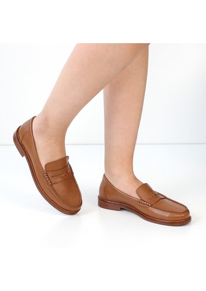 Kadın Taba Deri Loafer