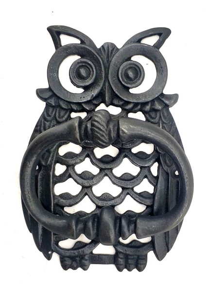 Baykuş kapı taktak pirinç malzeme dekoratif vintage kapı aksesuarı siyah