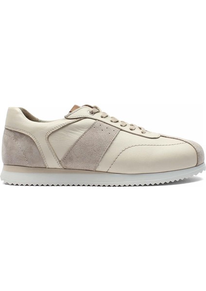 Erkek Bej Bağcıklı Süet Deri Sneaker