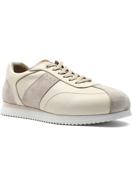 Erkek Bej Bağcıklı Süet Deri Sneaker